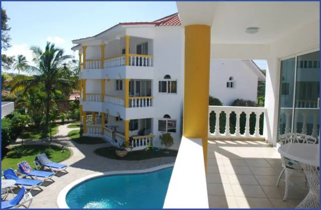 Bahia Residence Cabarete terrasse vue piscine et jardin